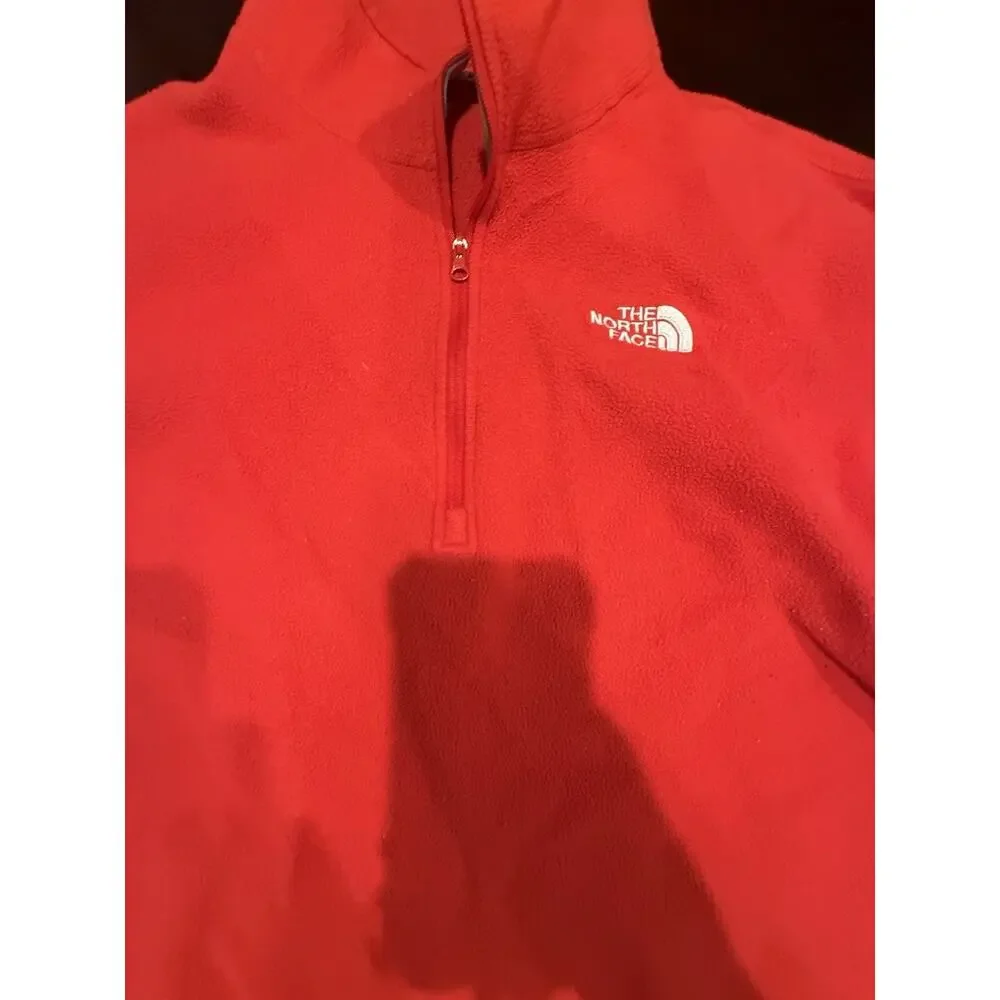 The North Face Men’s XL Red 1/4 Zip Fleece Pullover Jacket Logo